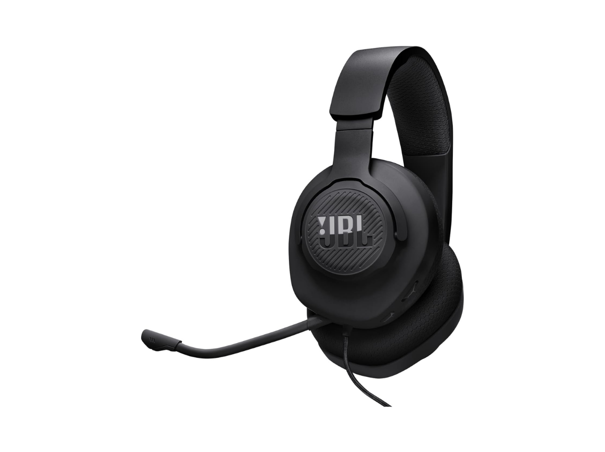 Headset gamer JBL Quantum 100M2 preto com microfone boom removível